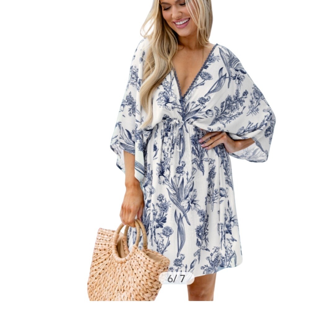 Balloon Sleeve Floral‎ Boho Dress by Olivaceous SZ Small